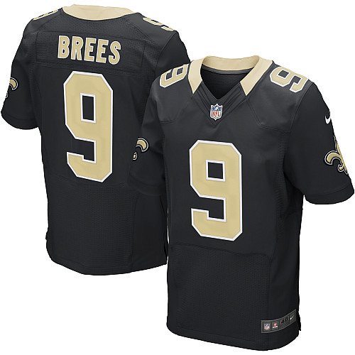 Men's Elite Drew Brees Nike Jersey Black Home - #9 NFL New Orleans Saints